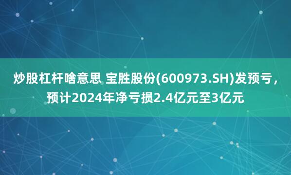 炒股杠杆啥意思 宝胜股份(600973.SH)发预亏，预计2024年净亏损2.4亿元至3亿元