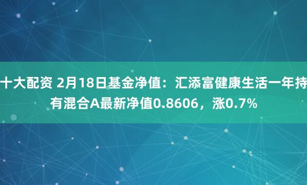 十大配资 2月18日基金净值：汇添富健康生活一年持有混合A最新净值0.8606，涨0.7%